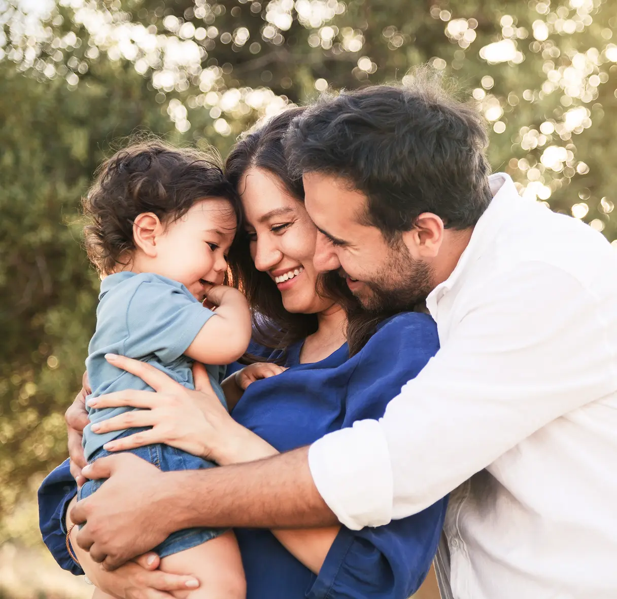 Young family together